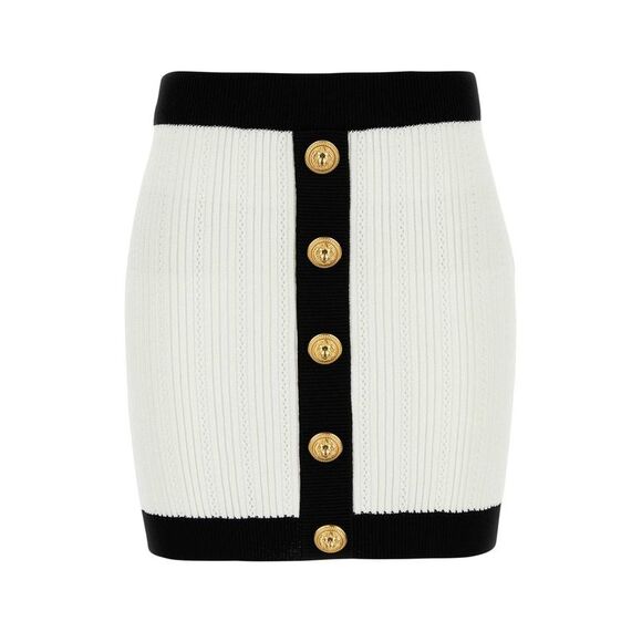 Balmain Women White Viscose Blend Mini Skirt